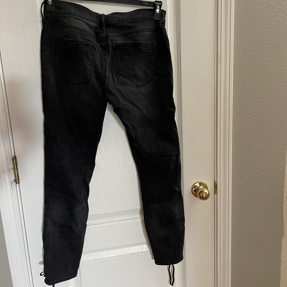 Mid Rise Black Ankle Jeans with Tie/Lace Up Sides - Picture 4 of 5